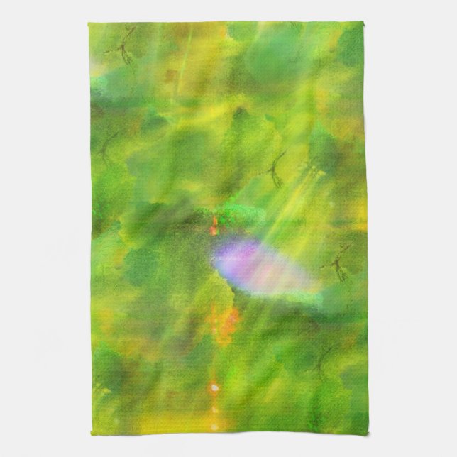 colour seamless background green, yellow tea towel (Vertical)