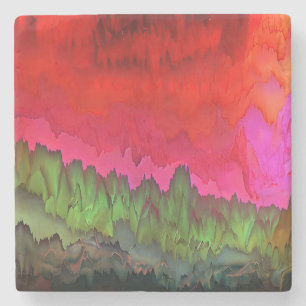 "Colour Serenade" Colourful Abstract Art Stone Coaster