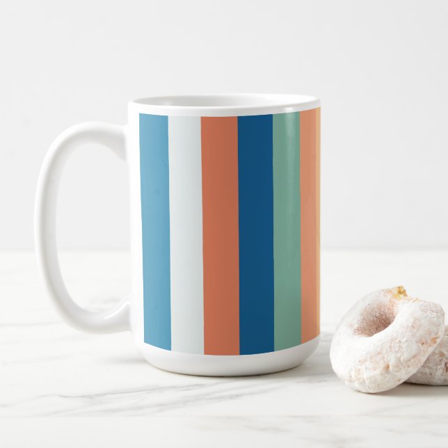 Colour Shade Stripes Coffee Mug (With Donut)