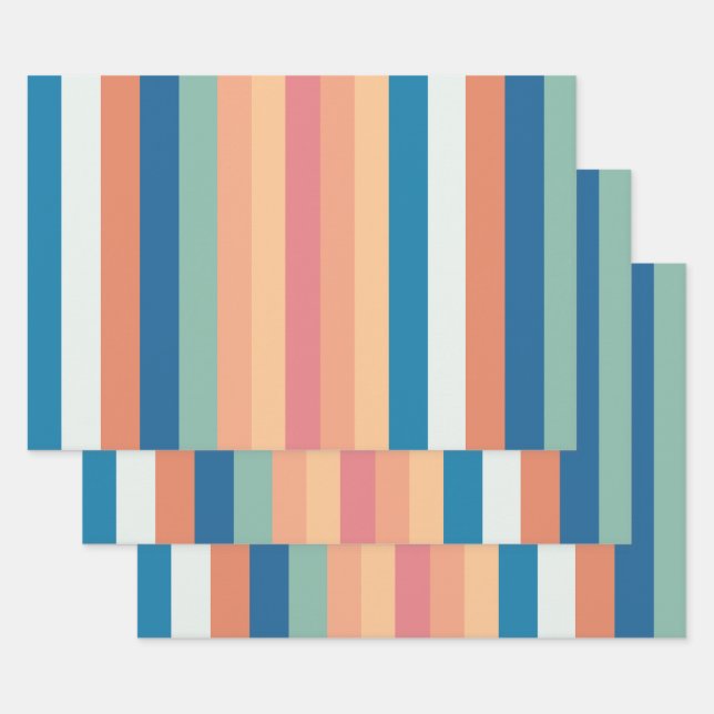 Colour Shade Stripes Wrapping Paper Sheet (Set)