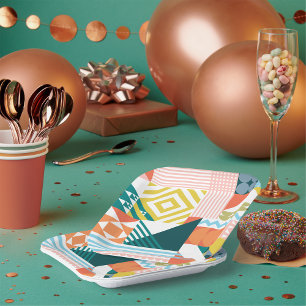 Colour Shapely Pattern Paper Plate