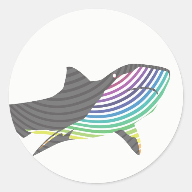 Colour Shark Swirl Classic Round Sticker (Front)