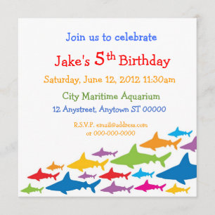 Colour Sharks Birthday Invitation
