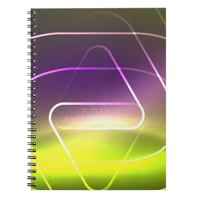 Colour shiny neon lights background with abstract  notebook (Front)