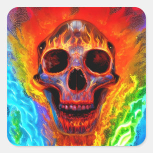 Colour Skull Square Sticker