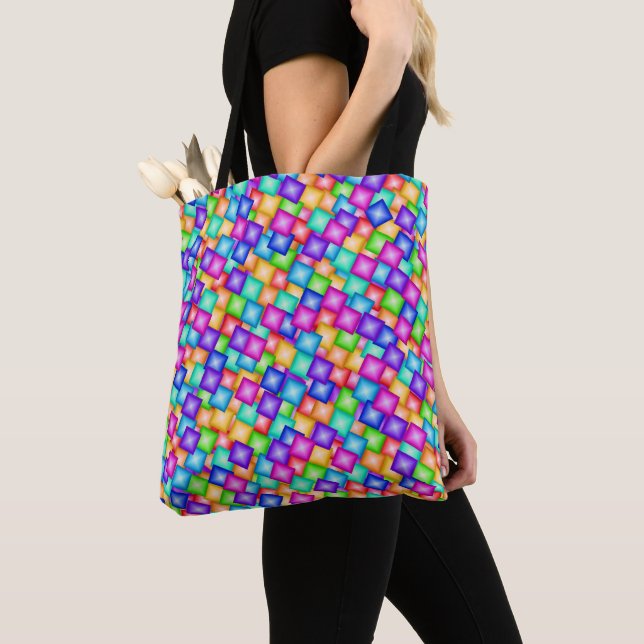 Colour Sparkle Cubes Tote Bag (Close Up)