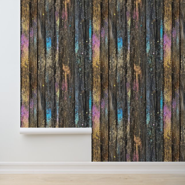 Colour Sparkle Wood Pattern Wallpaper (Application)