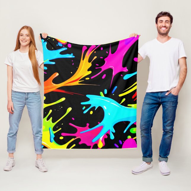 Colour Splash: Abstract Art Fleece Blanket (In Situ)