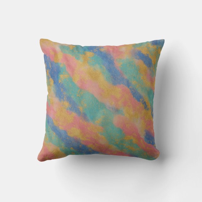 “Colour Splash Abstract Gold Accent Throw Pillow” Cushion (Back)