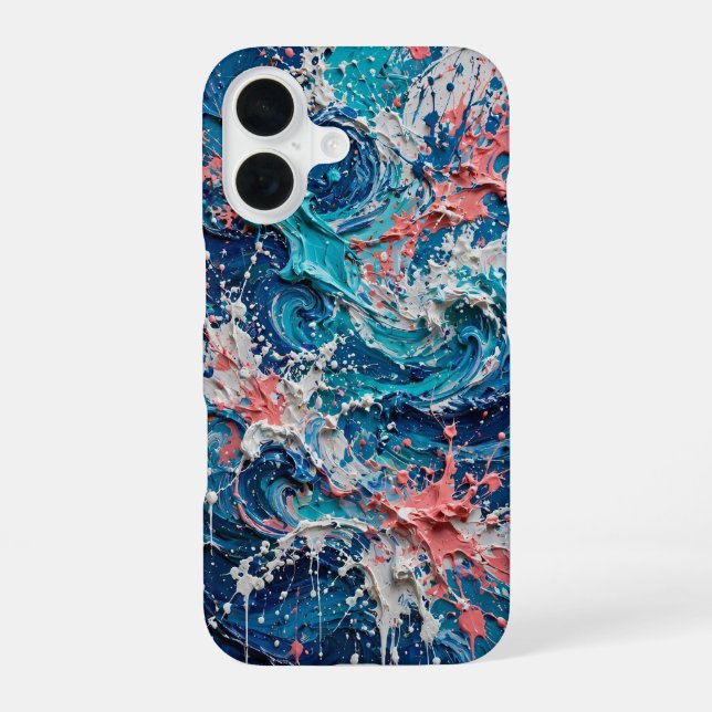 Colour Splash Chaos Abstract Art  iPhone 16 Case (Back)