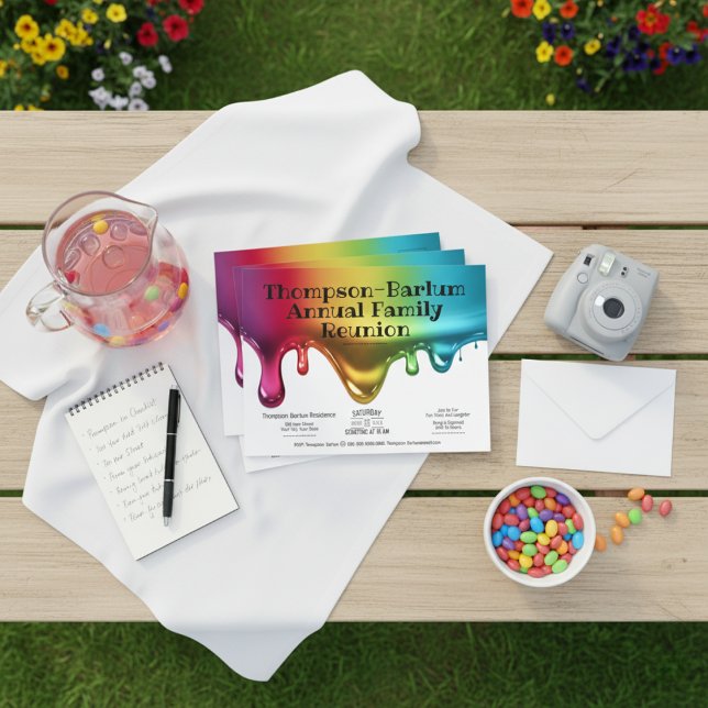 Colour Splash Family Reunion Invitation Postcard (Color Splash Family Reunion Invitation Postcard)