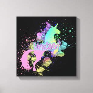 Colour Splash Fantasy Rainbow Unicorn Canvas Print