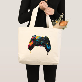 Colour Splash Game Controller Sticker  Large Tote Bag