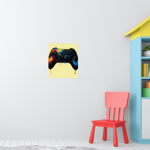 Colour Splash Game Controller Sticker  Poster