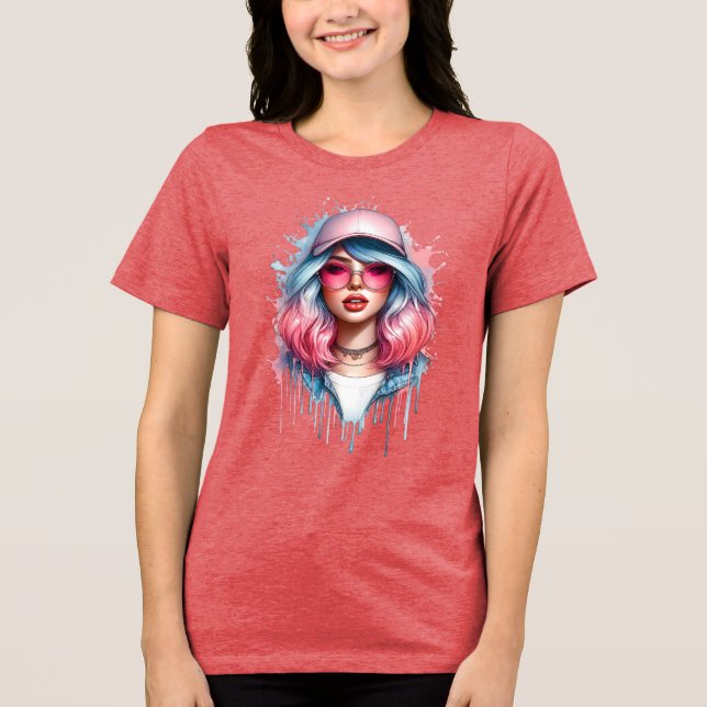 Colour splash girl Tri-Blend shirt (Front)