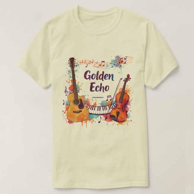 Colour Splash Music Design – Guitar, Violin, Piano T-Shirt (Design Front)