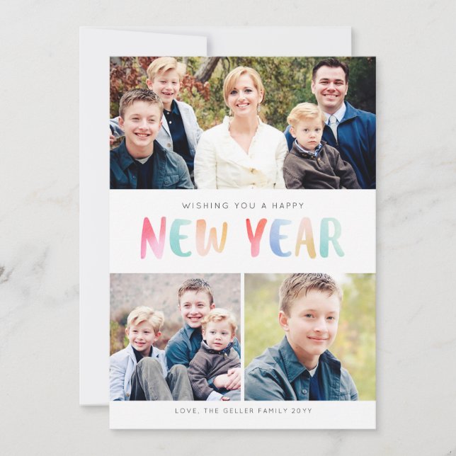 Colour Splash New Years Photo Card (Front)