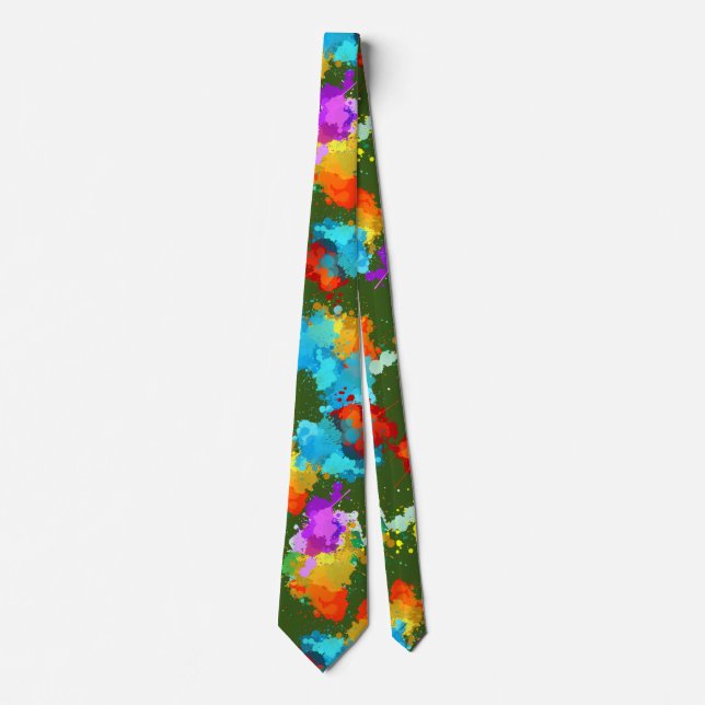 Colour Splash Pattern CC01 D Green BG Tie (Front)