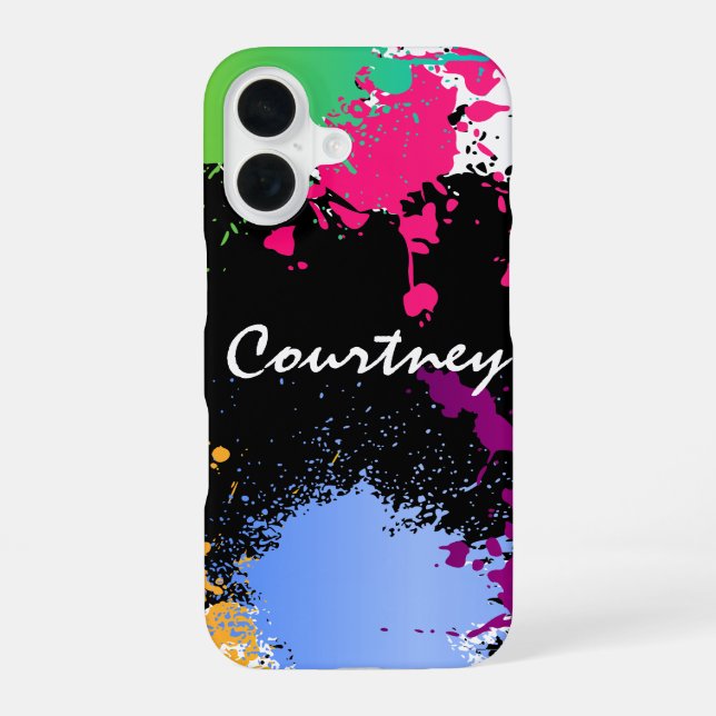 Colour Splash Personalised iPhone 16 Case (Back)