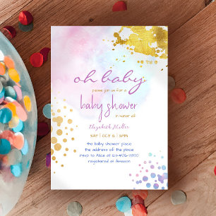 Colour Splash Pink Gold Baby Girl Shower Invitatio Invitation