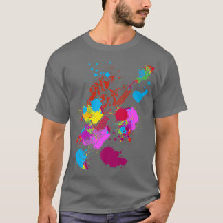 Colour Splash Playing Rock Guitar Guitarist Band R T-Shirt