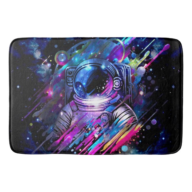 Colour Splash Starry Space Astronaut  Bath Mat (Front)