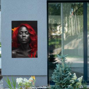 Colour Splash Vibrant Red Hair Poster