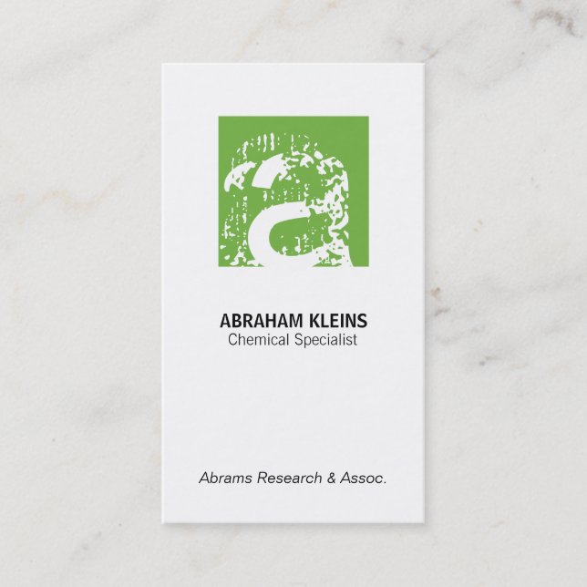 Colour Square Monogram (green) Business Card (Front)