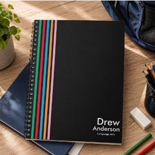 Colour Stripe Boy’s Custom Name Kids School Journa Notebook