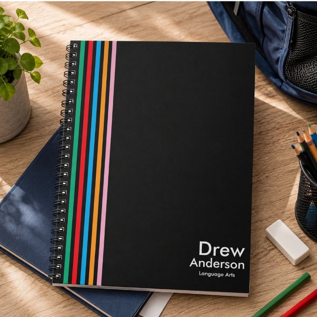 Colour Stripe Boy’s Custom Name Kids School Journa Notebook (Color Stripe Boy’s Custom Name Kids School Journal)