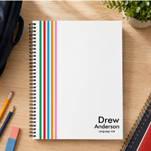 Colour Stripe Boy’s Custom Name Kids School Journa Notebook