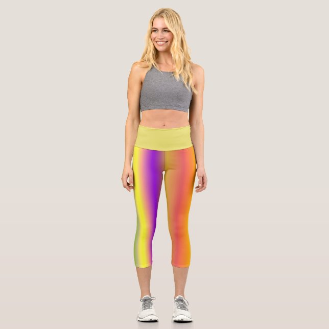 Colour Striped Capri Leggings (Front)