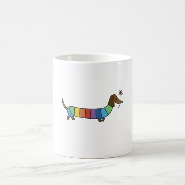 Colour stroke cute rainbow dog coffee mug (Center)