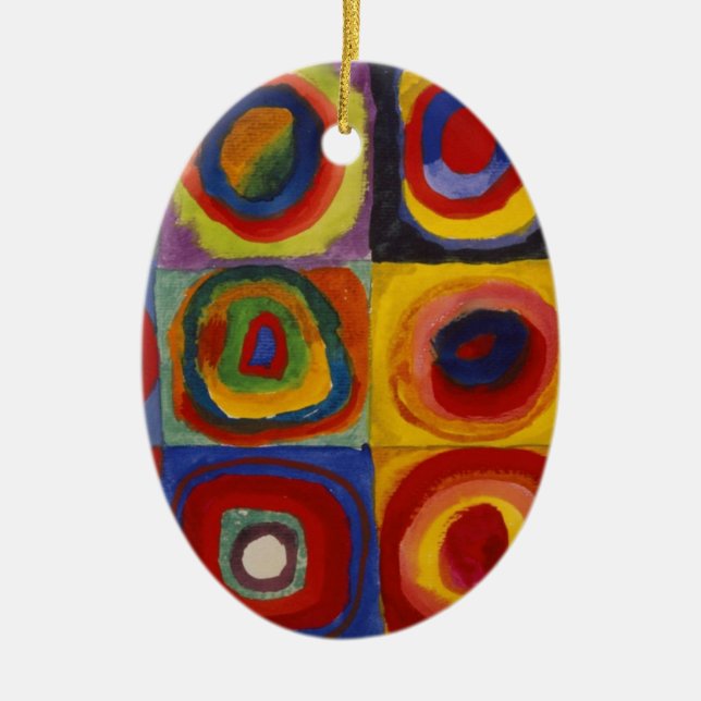 Colour Study of Squares Circles Ceramic Tree Decoration (Front)