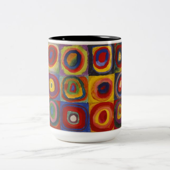 Colour Study: Squares with Concentric Circles Two-Tone Coffee Mug (Center)