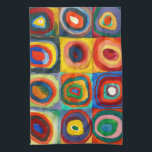 Colour Study | Wassily Kandinsky Tea Towel<br><div class="desc">Fine art painting titled Colour Study,  Squares with Concentric Circles (1913) by Russian artist Wassily Kandinsky. Original artwork is a colourful abstract study made with watercolor,  gouache and crayon on paper. 

Use the design tools to add custom text or personalise the image.</div>