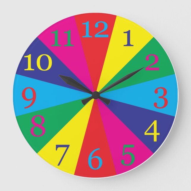 colour swatches yellow green cyan blue magenta red large clock (Front)