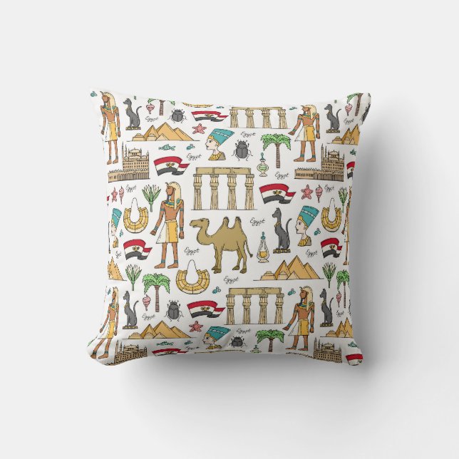 Colour Symbols of Egypt Pattern Cushion (Front)