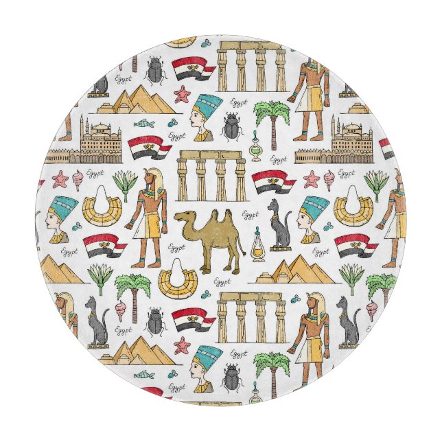 Colour Symbols of Egypt Pattern Cutting Board (Front)