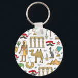 Colour Symbols of Egypt Pattern Key Ring<br><div class="desc">A pattern with hand drawn coloured symbols of Egypt. | © and ® Bigstock® - All Rights Reserved.</div>