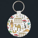 Colour Symbols of Egypt Pattern Key Ring<br><div class="desc">A pattern with hand drawn coloured symbols of Egypt. | © and ® Bigstock® - All Rights Reserved.</div>