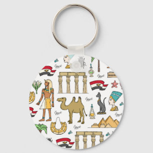 Colour Symbols of Egypt Pattern Key Ring