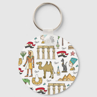 Colour Symbols of Egypt Pattern Key Ring