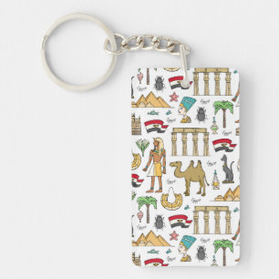 Colour Symbols of Egypt Pattern Key Ring