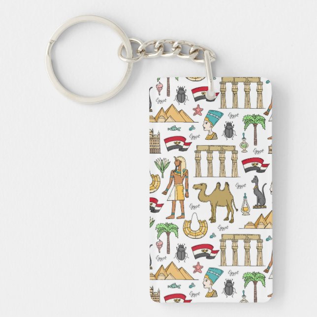 Colour Symbols of Egypt Pattern Key Ring (Front)