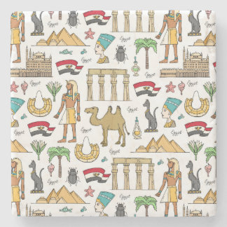 Colour Symbols of Egypt Pattern Stone Coaster