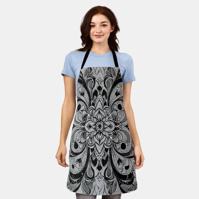 Colour Symphony Mandala – Bold Psychedelic Floral Apron (Worn)