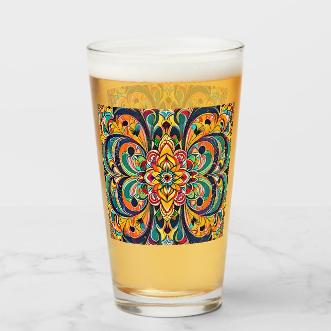 Colour Symphony Mandala – Bold Psychedelic Floral Glass (Front Filled)