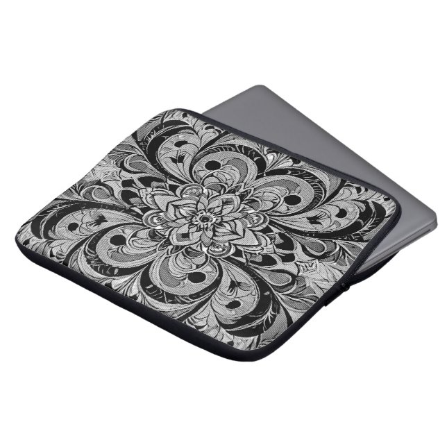 Colour Symphony Mandala – Bold Psychedelic Floral Laptop Sleeve (Front Top)