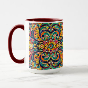 Colour Symphony Mandala – Bold Psychedelic Floral Mug